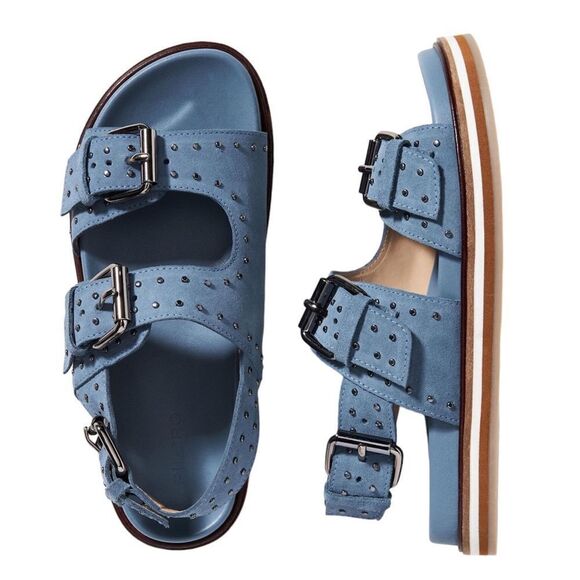 Anthropologie Pilcro Blue Suede Slingback Sandals Size 41 - Picture 1 of 9